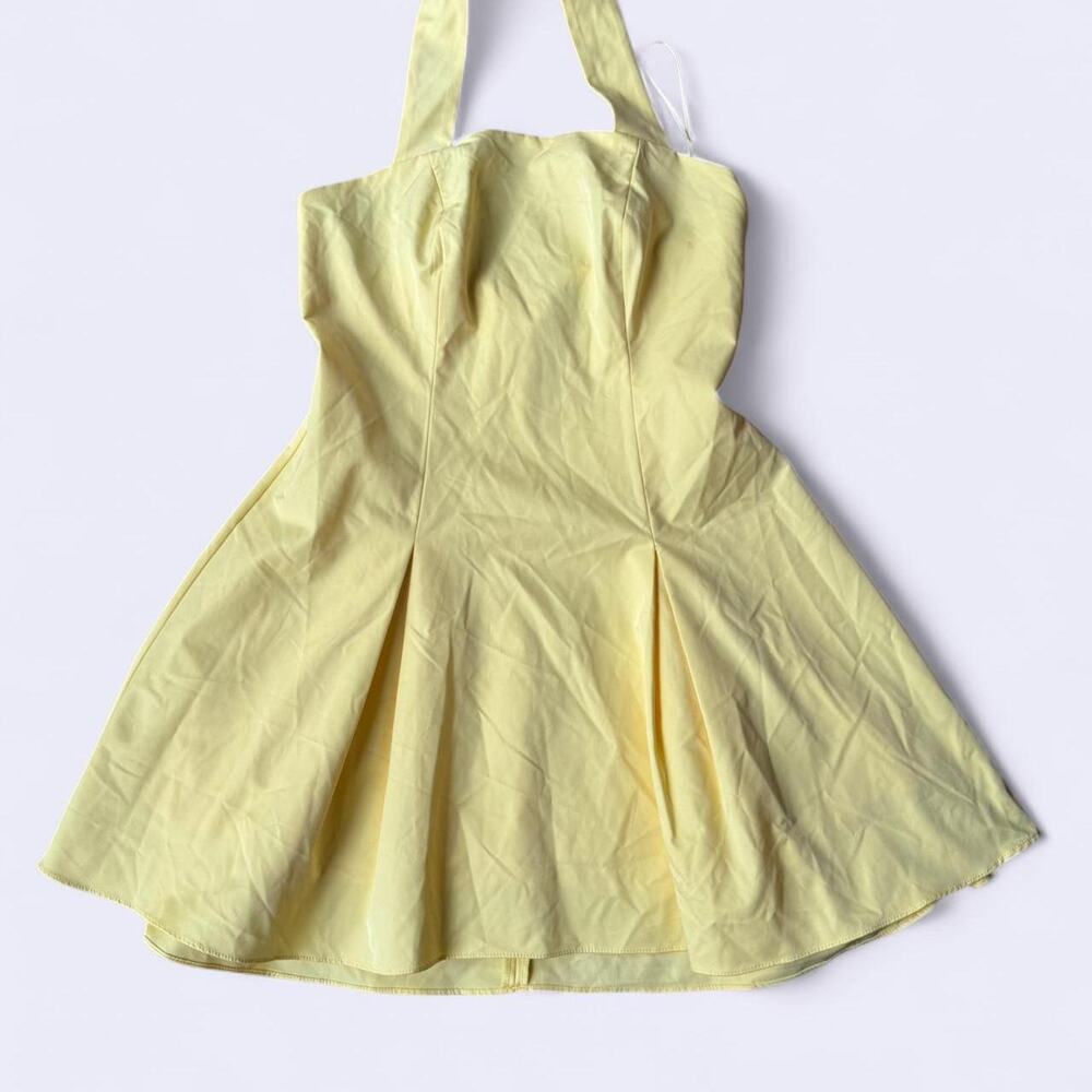 Aqua Halter Mini Dress Butter Yellow size M